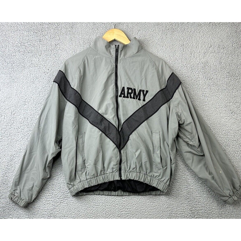 Vintage JWOD Skilcraft US Army Jacket Mens Medium Short Gray Windbreaker West Pt